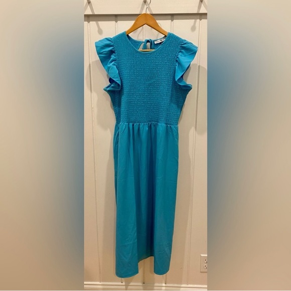 Michelle McDowell Elyse Dress Ruffle Cap Sleeve in Pacific Color Size Medium NWT - Picture 3 of 10